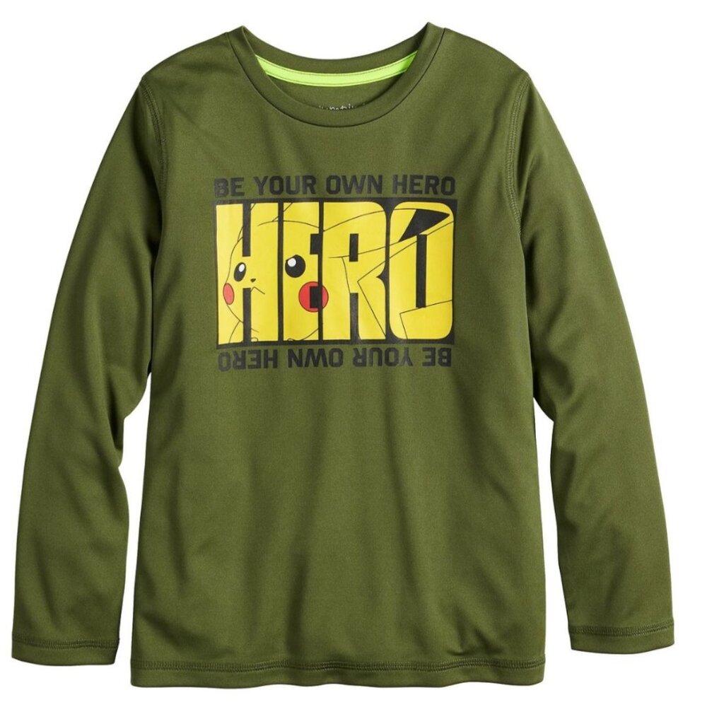 Boys Jumping Beans Pokemon Pikachu "Be Your Own Hero" Graphic Tee Size 4 NWT